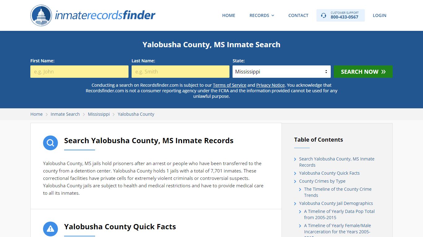 Yalobusha County, MS Inmate Lookup & Jail Records Online