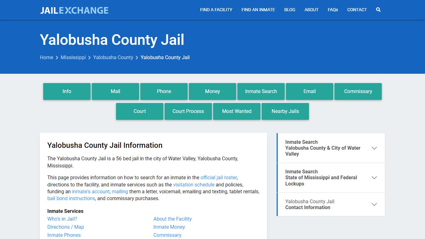 Yalobusha County Jail, MS Inmate Search, Information
